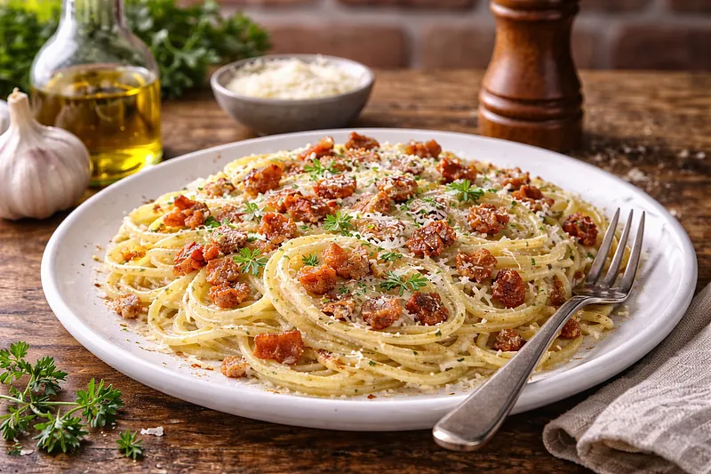 Карбонара: Идеальная паста с яично-сырным соусом